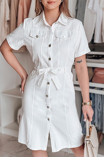 Koszulowa sukienka midi LOVE ME MIDI biała Dstreet EY2595