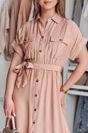 Sukienka maxi lniana SUNNI LOVE różowa Dstreet EY2609