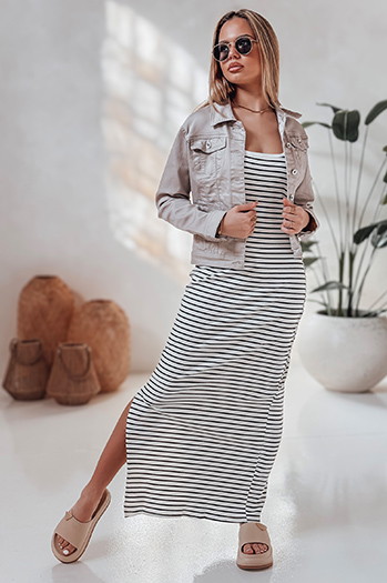 Sukienka one size maxi SUMMER LOVE biało-czarna Dstreet EY2610