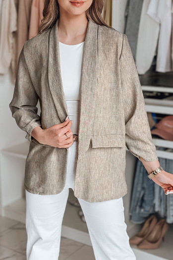 Marynarka damska oversize SOFT LOVE ciemnobrązowa Dstreet PY0130