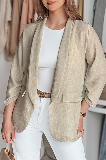 Marynarka damska oversize SOFT LOVE jasnobrązowa Dstreet PY0133