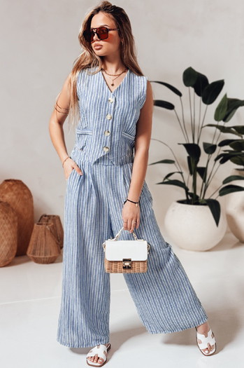 Spodnie damskie wide leg w paski MODERESS niebieskie Dstreet UY2696