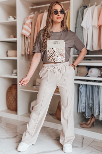 Spodnie damskie dresowe DRESSANIK jasnobeżowe Dstreet UY2702