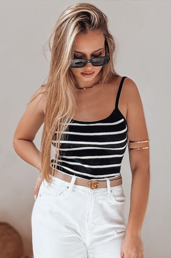 Body one size w paski STRIP BACK czarne Dstreet RY2900