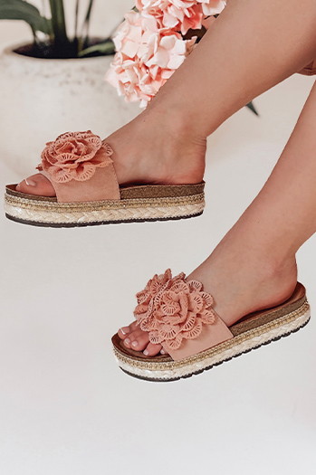 Klapki damskie z kwiatem KWIATARIS różowe Dstreet ZY0911