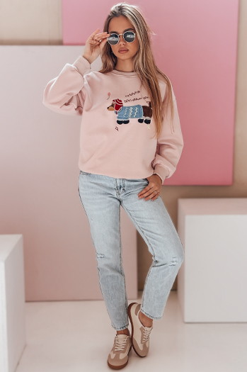 Bluza damska oversize z haftem DOGSWEETY różowa Dstreet BY1482