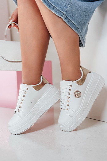 Sneakersy damskie na platformie KITNOT złote Dstreet ZY0920