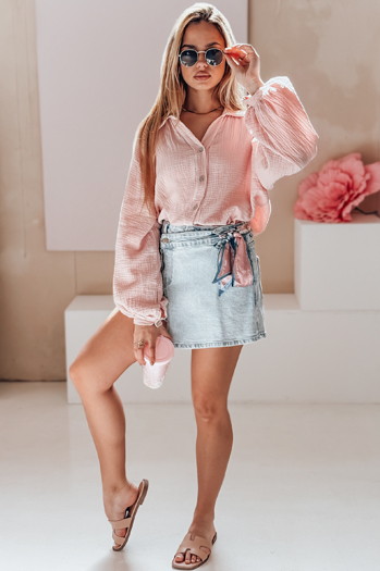 Koszula damska oversize muślinowa MUSLINEA różowa Dstreet DY0477