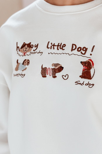 Bluza damska oversize z jamnikami JAMNIKOVE biała Dstreet BY1498