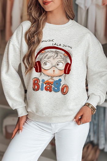 Bluza damska oversize z nadrukiem LALA VIBE szara Dstreet BY1503