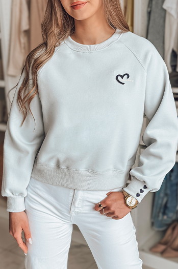 Bluza damska oversize z haftem serc MONLOVE niebieska Dstreet BY1509