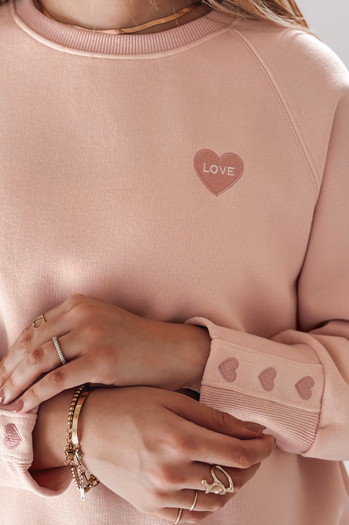 Bluza damska oversize z sercami LOVELISA różowa Dstreet BY1521
