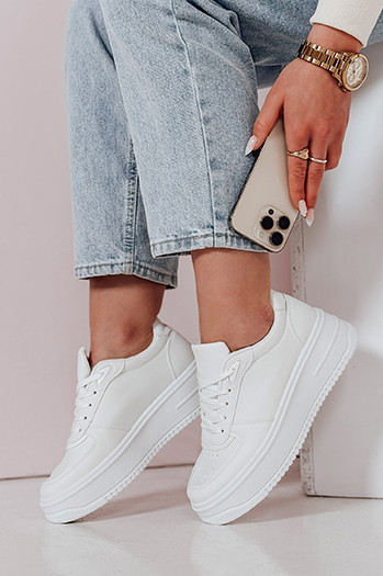 Sneakersy damskie na platformie WALK ME UP białe Dstreet ZY0926