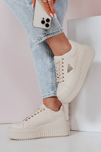 Sneakersy damskie na platformie SNIKPIK beżowe Dstreet ZY0927