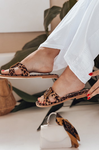 Klapki damskie GLAMSTEP w panterkę Dstreet ZY0928