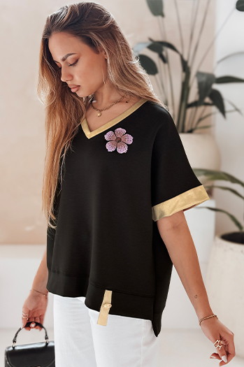 Bluzka damska oversize SHINE LOVE czarna Dstreet RY2912