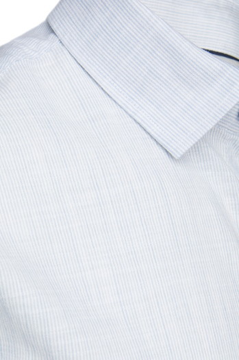 Koszula męska w drobny prążek z długim rękawem biała Dstreet DX2656