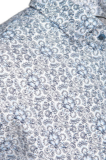 Koszula męska we wzory z krótkim rękawem niebieska Dstreet KX1054