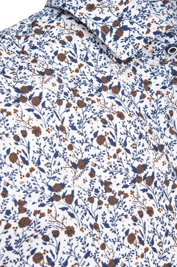 Koszula męska we wzory z krótkim rękawem biała Dstreet KX1075