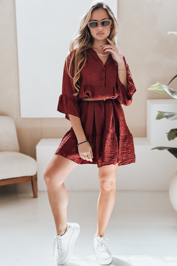 Sukienka letnia muślinowa LYVONNE bordowa Dstreet EY2614