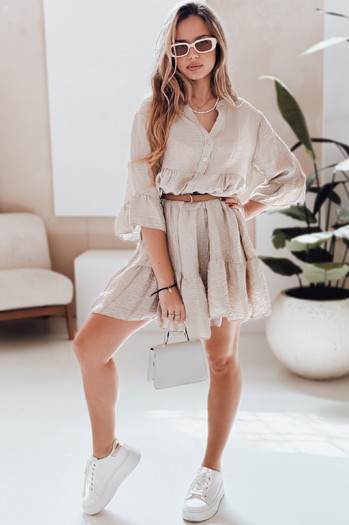 Sukienka letnia muślinowa LYVONNE jasnobeżowa Dstreet EY2615