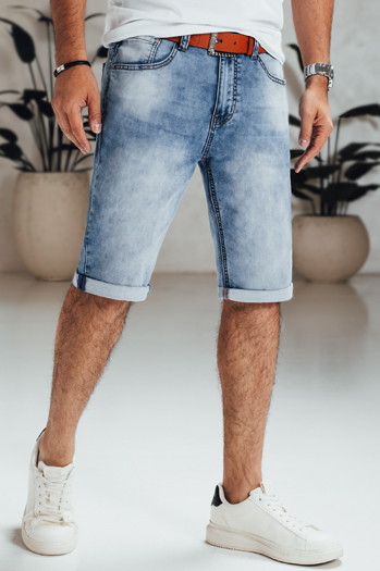 Spodenki męskie jeansowe niebieskie z paskiem Dstreet SX2564