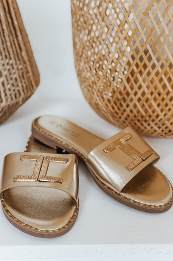Klapki damskie GOLDISH złote Dstreet ZY0941