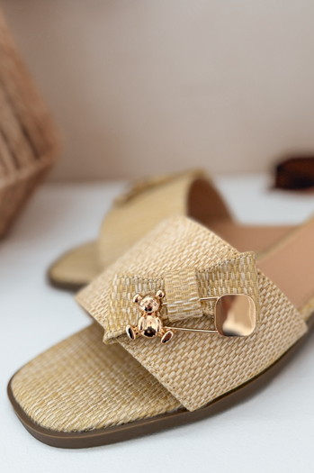 Klapki damskie TEDDYLUXE beżowe Dstreet ZY0955