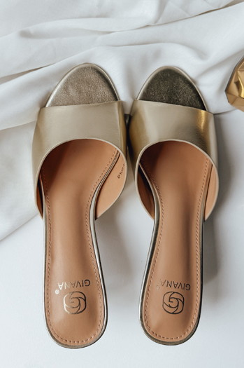 Klapki damskie DORIMI złote Dstreet ZY0974