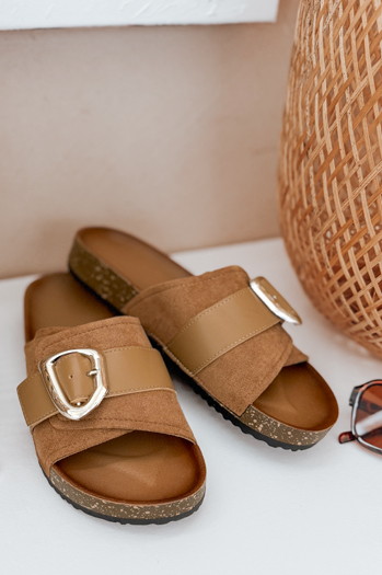 Klapki damskie NOLVINA beżowe Dstreet ZY0977