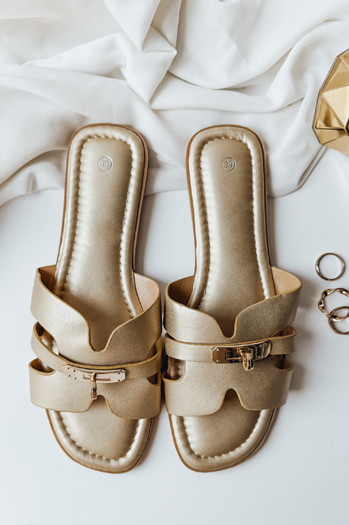 Klapki damskie ZALVETA złote Dstreet ZY0980