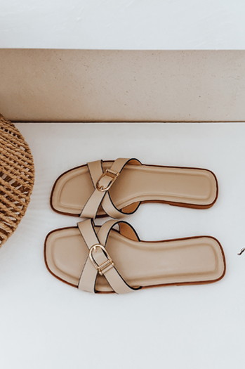 Klapki damskie BELICCA beżowe Dstreet ZY0984