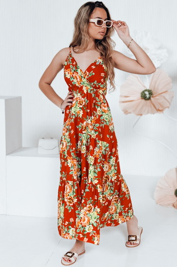 Sukienka maxi MISSBLOSSY pomarańczowa Dstreet EY2620