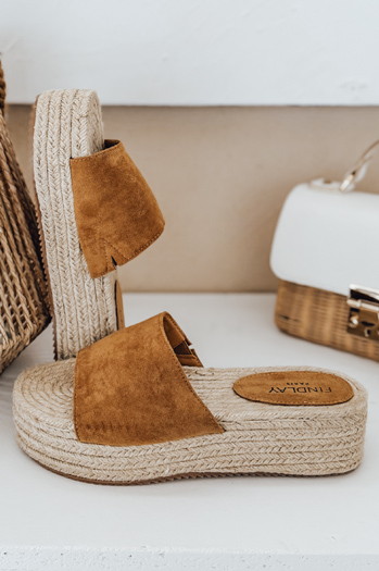 Klapki damskie SUMMERRY kamelowe Dstreet ZY0986