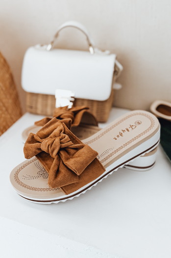 Klapki damskie LOVESLIDE kamelowe Dstreet ZY0996