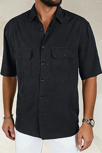 Koszula męska z krótkim rękawem czarna Dstreet KX1080