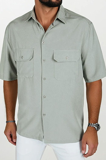 Koszula męska z krótkim rękawem szara Dstreet KX1081