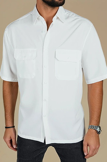 Koszula męska z krótkim rękawem biała Dstreet KX1083