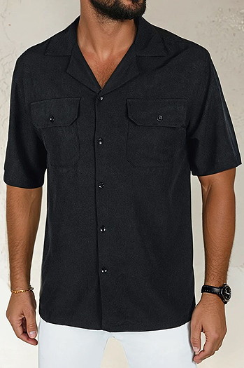 Koszula męska z krótkim rękawem czarna Dstreet KX1084