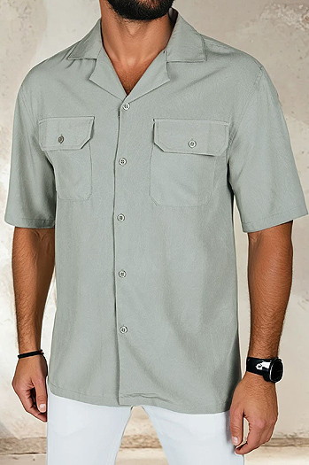 Koszula męska z krótkim rękawem szara Dstreet KX1085