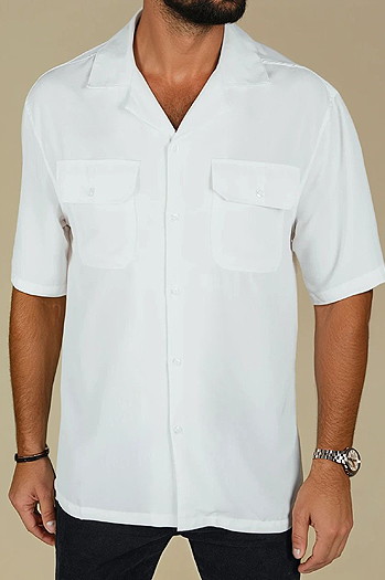 Koszula męska z krótkim rękawem biała Dstreet KX1086