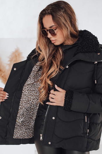 Kurtka damska zimowa WARMMISS pikowana z kapturem czarna Dstreet TY4921