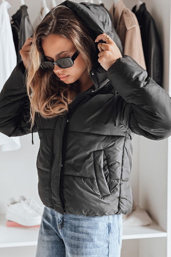 Kurtka zimowa damska SNOWLIKE pikowana z kapturem czarna Dstreet TY4930