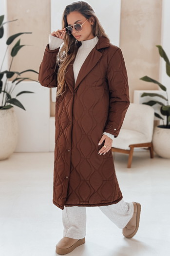 Płaszcz damski pikowany długi TRENDIFY brązowy Dstreet TY4939