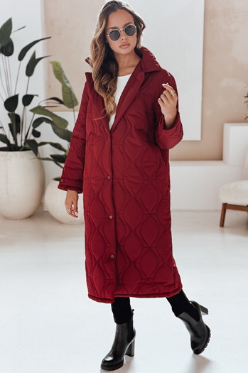 Płaszcz damski pikowany długi TRENDIFY bordowy Dstreet TY4940