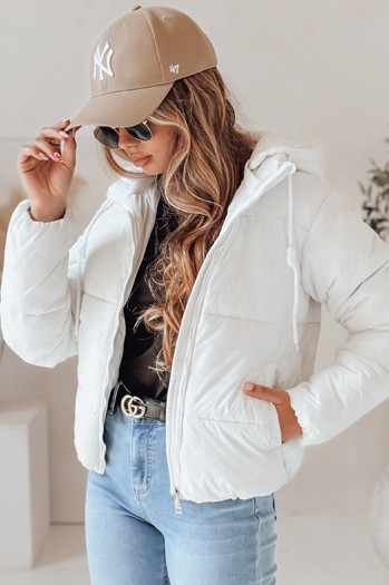 Kurtka damska krótka GLAMVO puchowa z kapturem biała Dstreet TY4952