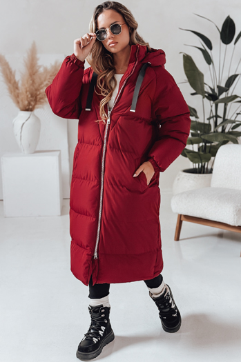 Kurtka damska zimowa długa pikowana COZYSEASON bordowa Dstreet TY4955