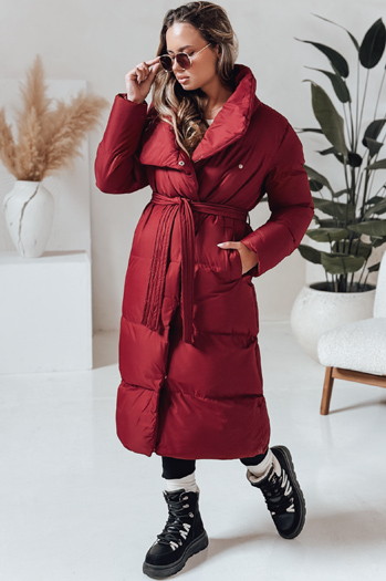 Płaszcz damski długi pikowany FAVI bordowy Dstreet TY4961