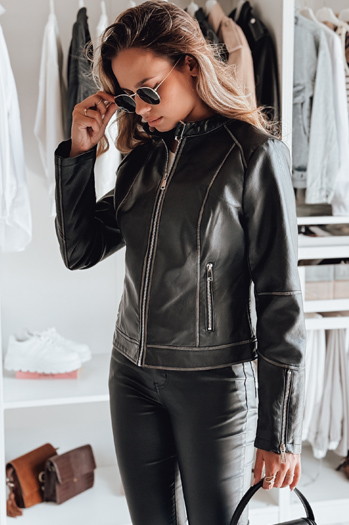 Kurtka skórzana damska ramoneska LOVEBIKER czarna Dstreet TY4964