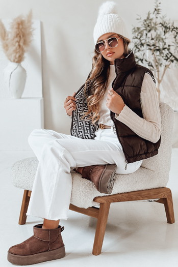 Kamizelka damska pikowana URBANELLE brązowa Dstreet TY4970